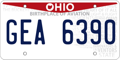 OH license plate GEA6390