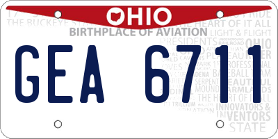 OH license plate GEA6711