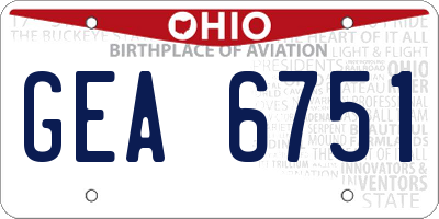 OH license plate GEA6751