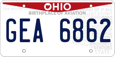 OH license plate GEA6862