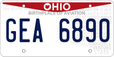 OH license plate GEA6890