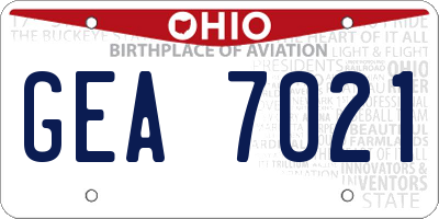 OH license plate GEA7021