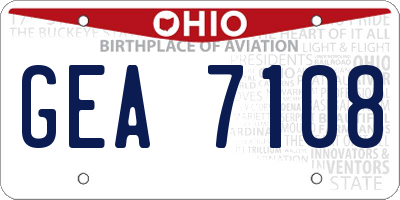 OH license plate GEA7108