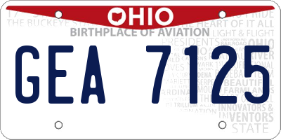 OH license plate GEA7125