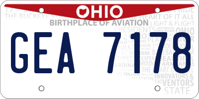 OH license plate GEA7178