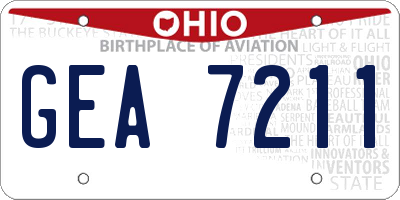 OH license plate GEA7211