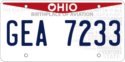 OH license plate GEA7233