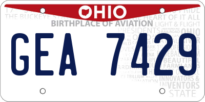 OH license plate GEA7429