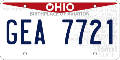 OH license plate GEA7721