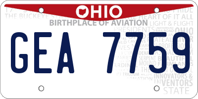 OH license plate GEA7759