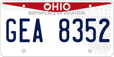 OH license plate GEA8352