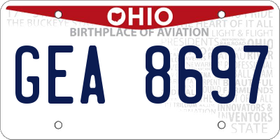 OH license plate GEA8697
