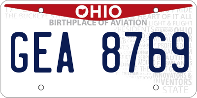 OH license plate GEA8769