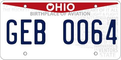 OH license plate GEB0064