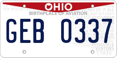 OH license plate GEB0337
