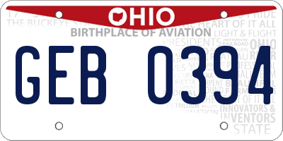 OH license plate GEB0394