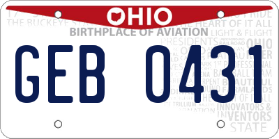 OH license plate GEB0431
