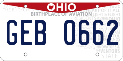 OH license plate GEB0662