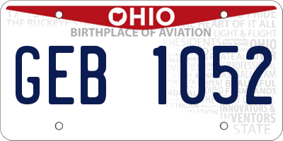 OH license plate GEB1052