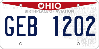 OH license plate GEB1202
