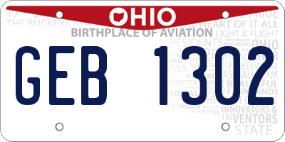 OH license plate GEB1302