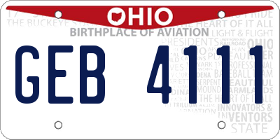 OH license plate GEB4111