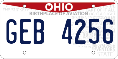 OH license plate GEB4256