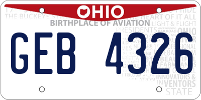 OH license plate GEB4326