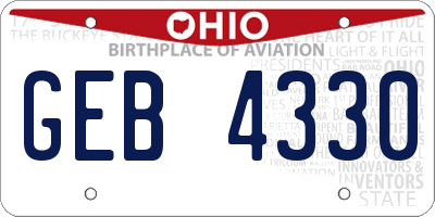 OH license plate GEB4330