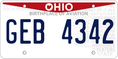 OH license plate GEB4342