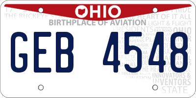 OH license plate GEB4548