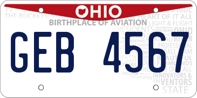 OH license plate GEB4567