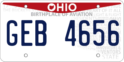 OH license plate GEB4656