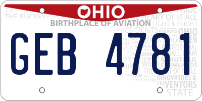 OH license plate GEB4781