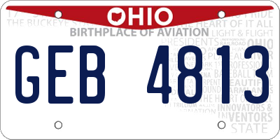 OH license plate GEB4813