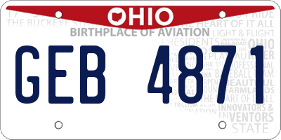 OH license plate GEB4871
