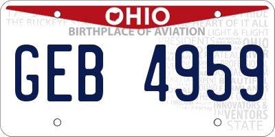 OH license plate GEB4959