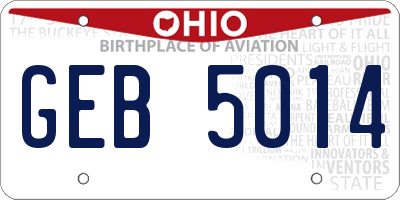 OH license plate GEB5014