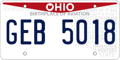 OH license plate GEB5018