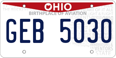 OH license plate GEB5030