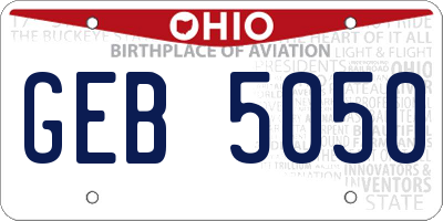 OH license plate GEB5050