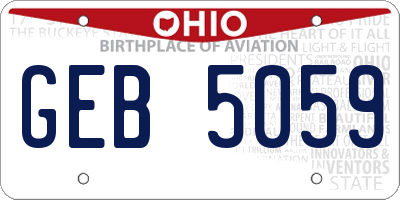OH license plate GEB5059