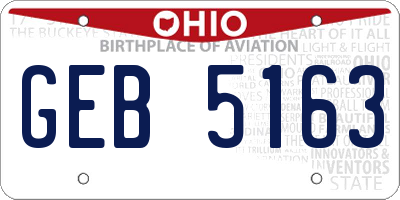 OH license plate GEB5163