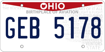 OH license plate GEB5178