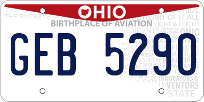 OH license plate GEB5290