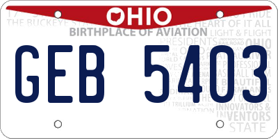 OH license plate GEB5403