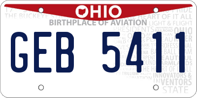 OH license plate GEB5411