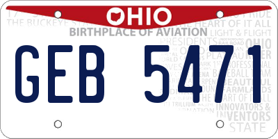 OH license plate GEB5471