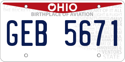OH license plate GEB5671