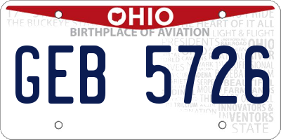 OH license plate GEB5726